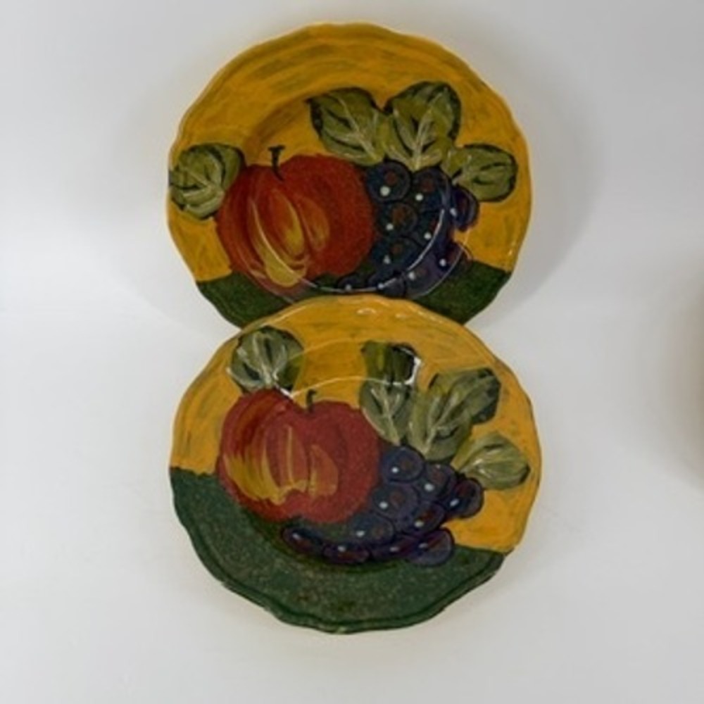 Arte Italica Made in Italy Hand Painted Fruit Ceramic Pasta Bowls Set of 2 9.5"